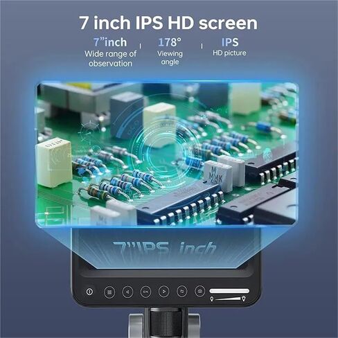 مجهر رقمي، مجهر رقمي 1600X، مجاهر فيديو إلكترونية بدقة 12 ميجابكسل، شاشة IPS 7 بوصة لحام مع 28 مصباح LED، جيب محمول in Kuwait