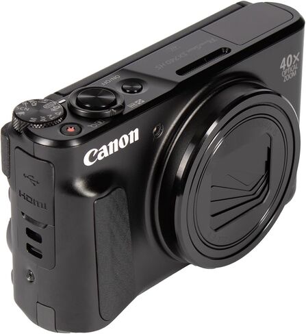 كاميرا Canon PowerShot SX740 HS Lite Edition الرقمية (أسود) + 2 بطاقة ذاكرة سعة 64 جيجابايت + 3 بطاريات NB13L + برنامج صور + شاحن + قارئ بطاقات + ضوء LED + حقيبة ناعمة + المزيد (متجددة) in Saudi Arabia