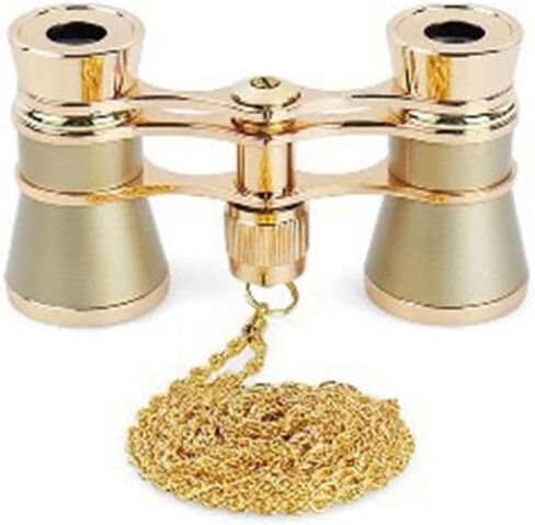مناظير نظارات أوبرا صغيرة، 3.94 × 2.17 بوصة مجهر صغير عتيق مع سلسلة للبالغين والأطفال والنساء ومسرح الحفلات الموسيقية (أبيض) in Kuwait