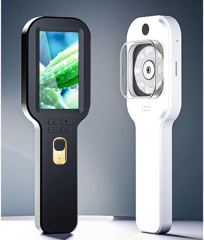 مجهر رقمي محمول، عدسة مكبرة رقمية محمولة USB 5X-500X مع ضوء مزدوج اللون، مكبر جيب ميكروسكوب ماركو لتجربة علوم التكبير للأطفال (أبيض) in Saudi Arabia