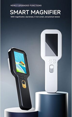 مجهر رقمي محمول، عدسة مكبرة رقمية محمولة USB 5X-500X مع ضوء مزدوج اللون، مكبر جيب ميكروسكوب ماركو لتجربة علوم التكبير للأطفال (أبيض) in Saudi Arabia