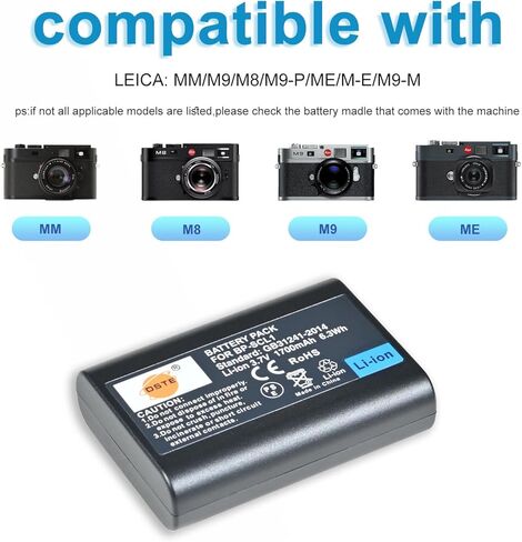 DSTE BP-SCL1 Rechargeable Li-ion Battery Compatible with Leica MM,M9,M8,M9-P,ME/M-E,M9-M in Saudi Arabia