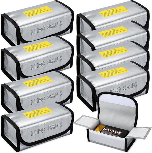 Aliceset 8 Pcs Lipo Battery Bag Lithium Battery Storage, Fireproof and Explosion Proof Bags Guard Safe Pouches 125 mm for Charging Home Travel Office Supplies in Kuwait