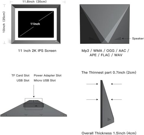 إطار صور رقمي مقاس 11 بوصة لعرض شرائح WiFi - إطار صورة رقمي - 2K IPS 2176 * 1600 إطار صورة بشاشة تعمل باللمس مع تخزين 32 جيجابايت، مستشعر حركة، مشاركة الصور ومقاطع الفيديو عبر البريد الإلكتروني للتطبيق، هدايا للأم والأب in Kuwait
