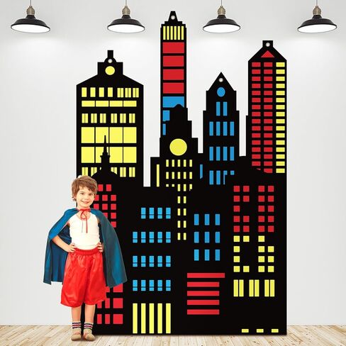 Tegeme Large Hero City Skyline Backdrop New York City Skyline Skyscraper Party Decoration NYC Buildings Background Cutouts Hero Backdrop for Birthday Party Photo Prop(Multicolor,4.3 x 6.6 ft,Classic) in Saudi Arabia