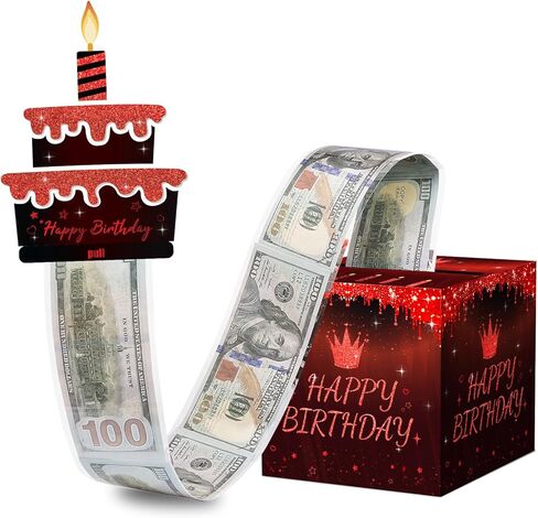 18th Birthday Money Box - Surprise Pull Out Cash Gift Box with 50 Transparent Bags | Creative Money Present for Teens, Girls & Boys | Unique 18 Year Old Gift Idea in Kuwait