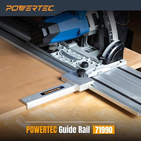 POWERTEC Track Saw Guide Rail Square, 90° Right Angle Guide Rail Protractor, Adjustable Square Guide Compatible with Festool,Makita,Milwaukee, Ridgid,Kreg (71962) in Saudi Arabia
