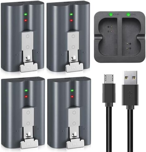 (4 عبوات بطاريات + محطة شحن USB مزدوجة) بطارية V4 لكاميرا جرس الباب الدائري 1/2/3/4/3+/3plus، كاميرا Stick Up (الجيل الثاني والثالث)، كاميرا ثقب الباب/كاميرا الأضواء/كاميرا الأضواء الشمسية/كاميرا داخلية وخارجية in Saudi Arabia