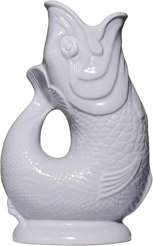 The Progugle Jug - Jug - Blue Glug Jug في XL ، 28 سم 1.4L - إبريق Gug Glug على شكل أسماك - مياه ملجئة مزخرفة ، كوكتيل ، نبيذ وجين جين ، Decanter أو مزهرية - مصنوعة في بريطانيا in Saudi Arabia