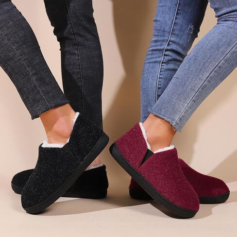 Women's Memory Foam House Slippers Ladies Warm Closed Back House Shoes with Non-Slip Outdoor Rubber Sole in Saudi Arabia