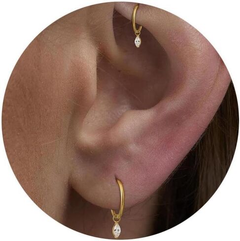 16G 18G Titanium Dangle Huggie Hoop ، Rook Piercing Jewelry Cartilage Conch Helix Hoop Essring in Kuwait