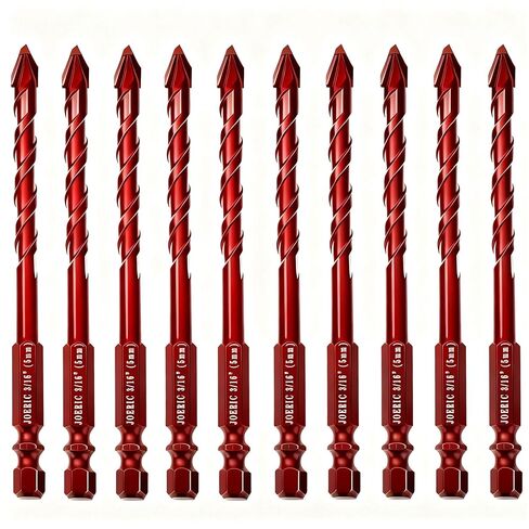 10 قطعة 1/4 بوصة أحمر خاص ملتوي الرأس مجموعة مثقاب غريب الأطوار، 6 مم بلاط البورسلين مثقاب مثقاب الخرسانة للزجاج والطوب والبلاستيك والأسمنت والخشب والسيراميك والمعادن والرخام. in Kuwait