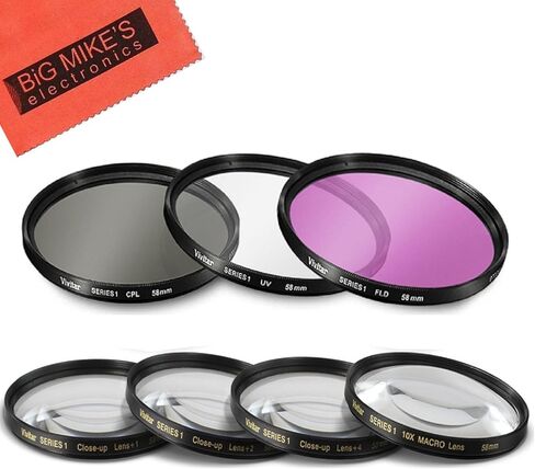 Big Mike'S 58Mm Multi-Coated 7 Piece Filter Set Includes 3 Pc Filter Kit (Uv-Cpl-Fld-) And 4 Pc Close Up Filter Set (+1+2+4+10) For Nikon 55-300Mm F/4.5-5.6G Ed Vr Af-S Dx Nikkor Zoom Lens + More!! in Saudi Arabia