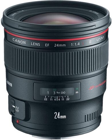 Canon EF 24mm f/1.4L II USM Lens | L-Series Wide-Angle Prime with Bright f/1.4 Aperture & Fast Autofocus | Great for Landscapes & Astrophotography (2750B002) + Adapter EF-EOS R + Bag + 64GB Card in Saudi Arabia