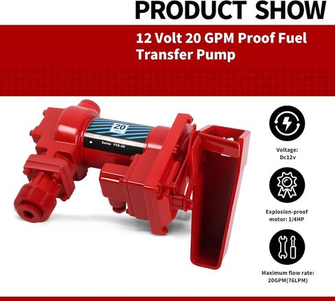 12 Volt 20 GPM Explosion Proof Fuel Transfer Pump Compatible with Gasoline, Diesel, Kerosene, Mineral Oil and Similar Fuels or Oils (Package B) in Saudi Arabia