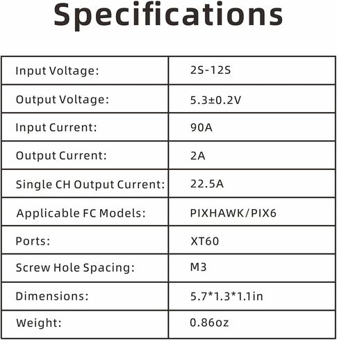 Radiolink Power Module XT60 Plug Compatible with APM PIXHAWK/PIX6 Flight Controller, 5.3V BEC for DIY Drone, Quad, Airplane and Fixed-wing in Saudi Arabia