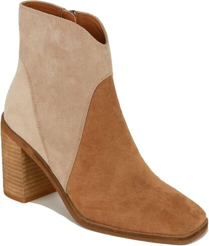 Women's Two-Tone Ankle Boots Western Boot Ankle Boots Cowboy Boots Pointed Toe Stacked Block Heel Boots in Saudi Arabia