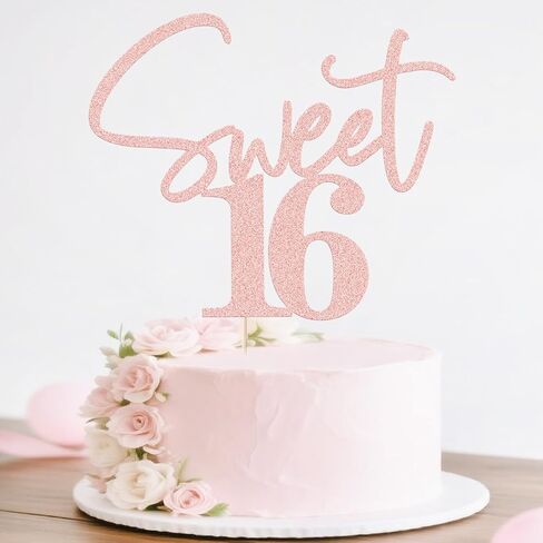 Sweet 16 Cake Toppers - Glitter Sweet 16 Birthday Cake Topper ، 16th Cake Cake Topper ، Topper 16th Birthday Topper (Black) in Saudi Arabia
