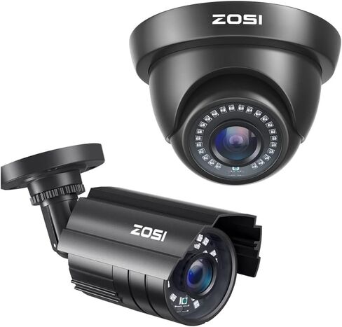ZOSI 2-Pack 1080P HD TVI Security Cameras, 2MP Outdoor Indoor Weatherproof CCTV Cameras with Night Vision & Metal Housing, 4-in-1 TVI/CVI/AHD/CVBS for 1080P/5MP/4K Analog DVR System. in Saudi Arabia