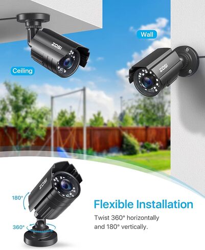ZOSI 2-Pack 1080P HD TVI Security Cameras, 2MP Outdoor Indoor Weatherproof CCTV Cameras with Night Vision & Metal Housing, 4-in-1 TVI/CVI/AHD/CVBS for 1080P/5MP/4K Analog DVR System. in Saudi Arabia