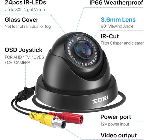 ZOSI 2-Pack 1080P HD TVI Security Cameras, 2MP Outdoor Indoor Weatherproof CCTV Cameras with Night Vision & Metal Housing, 4-in-1 TVI/CVI/AHD/CVBS for 1080P/5MP/4K Analog DVR System. in Saudi Arabia