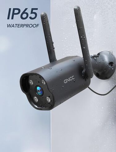 GNCC Outdoor Fixed WiFi Camera, 2K HD, Supports only 2.4GHz WiFi, IP65 Waterproof, Requires Cloud Subscription, Supports Two-Way Audio, Motion Detection, Alarm, and operates 24/7,Black(2-Pack) in Kuwait