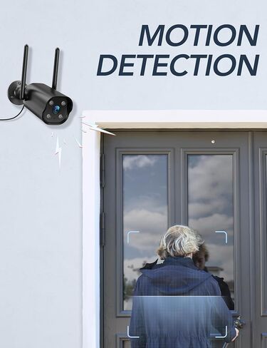 GNCC Outdoor Fixed WiFi Camera, 2K HD, Supports only 2.4GHz WiFi, IP65 Waterproof, Requires Cloud Subscription, Supports Two-Way Audio, Motion Detection, Alarm, and operates 24/7,Black(2-Pack) in Kuwait