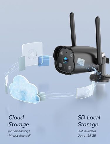 GNCC Outdoor Fixed WiFi Camera, 2K HD, Supports only 2.4GHz WiFi, IP65 Waterproof, Requires Cloud Subscription, Supports Two-Way Audio, Motion Detection, Alarm, and operates 24/7,Black(2-Pack) in Kuwait