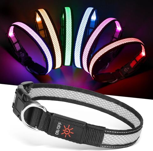 Weesiber Light Up Dog Collar - LED COG COD COLLAR TLELLALLE REGLOW في طوق الحيوانات الأليفة العاكسة المظلمة ، وأضواء هزلية أمان للمشي الليلي (الأخضر ، م) in Kuwait