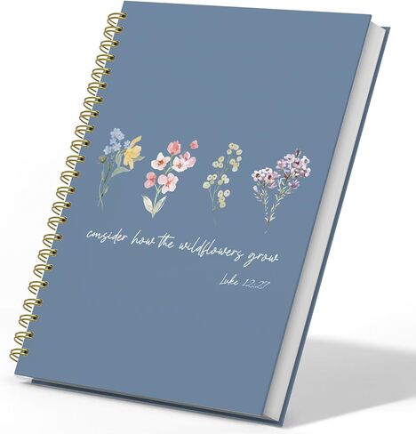 DSHFG Cute Blue Bow Floral Christian Bible Prayer Notebook Journal for Women Teen Girls, Church Notes Notebook Journaling Notebooks for Women Bible Study Diary Writing, Notebooks for Work, 5.5x8.3 in Saudi Arabia
