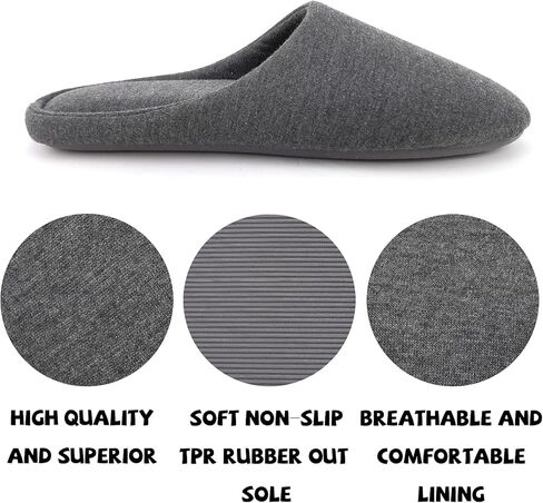ofoot Women's Memory Foam Cotton House Slippers for Summer - Comfortable,Washable Indoor Bedroom Shoes with Non-Slip Rubber Outsoles (Charcoal Grey, US 11-12) in Saudi Arabia