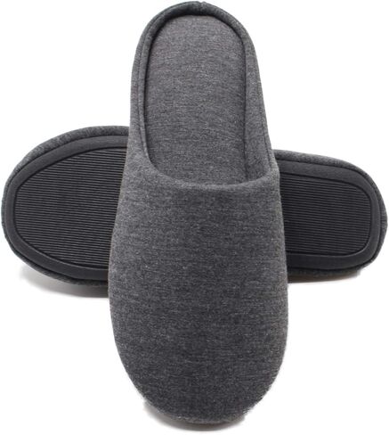 ofoot Women's Memory Foam Cotton House Slippers for Summer - Comfortable,Washable Indoor Bedroom Shoes with Non-Slip Rubber Outsoles (Charcoal Grey, US 11-12) in Saudi Arabia
