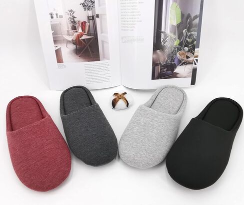 ofoot Women's Memory Foam Cotton House Slippers for Summer - Comfortable,Washable Indoor Bedroom Shoes with Non-Slip Rubber Outsoles (Charcoal Grey, US 11-12) in Saudi Arabia