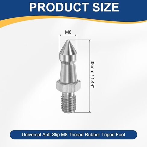 مسمار ثلاثي القوائم من PATIKIL M8، مسمار ثلاثي القوائم من الفولاذ المقاوم للصدأ للكاميرا (1.49 بوصة/38 مم) لقطع غيار ساق Monopod، فضي in Kuwait