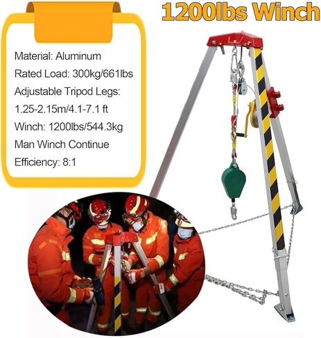 Confined Space Rescue Tripod Kit with 1200/1800/2600 Lbs Winch, 10M Fall Protection Safety Belt, Lifting & Rescue Gear for High Places & Wells in Saudi Arabia