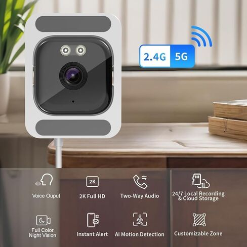 2K Window Security Camera, 3MP Indoor Home Monitoring, Wi-Fi 2.4GHz/5GHz, Full-Color Night Vision, Person Detection, 24/7 Recording in Saudi Arabia