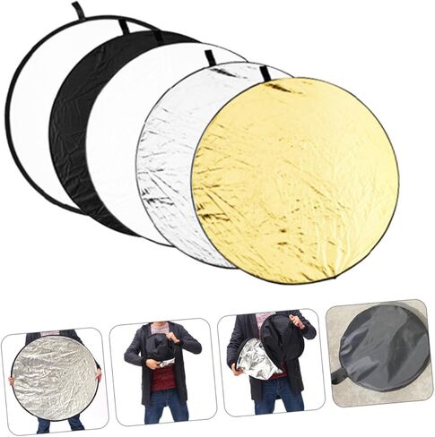 لوحة عاكسة للتصوير الفوتوغرافي قابلة للطي 5 في 1 مقاس 60 سم مع حقيبة حمل، عاكس ضوء محمول للصور الفوتوغرافية والمنتجات والمجوهرات والاستخدام الخارجي والاستوديو in Kuwait