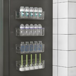 MGY 3Pack Magnetic Baby Bottle Organizer for Refrigerator,Space-Saving Storage for Baby Bottles, Metal Shelf with 4 Hooks,Station Organizer for Bottles in Kuwait