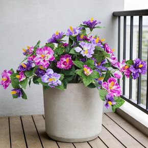 Fall Flowers Artificial for Outdoors Decoration, 2PCS Fake Fall Flowers for Outdoor Planters, Autumn Faux Hibiscus UV Resistant No Fade for Home Porch Patio Garden Balcony Yard Indoor Decor in Kuwait