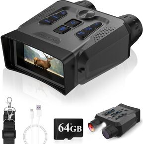 نظارات رؤية ليلية 4K - مناظير رؤية ليلية للبالغين، تكبير رقمي 10X، شاشة عالية الدقة 3 بوصات، نطاق عرض يصل إلى 1640 قدمًا، مع بطاقة TF سعة 64 جيجابايت لحفظ الصور ومقاطع الفيديو، وهدايا أمان للتخييم والمشي لمسافات طويلة للرجال in Kuwait