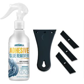 مزيل لاصقة ، طقم رذاذ إزالة الملصقات والغراء مع مكشطة بلاستيكية ، يزيل الملصقات والملصقات واللصقات والشفاء لخشب النافذة وأكثر من 3.3 فلا أو أوقية （1 مجموعة in Kuwait