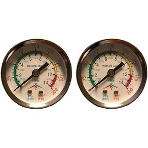 Air Compressor Pressure/Hydraulic Gauge 2" Face Back Mount 1/8" NPT 0-200 PSI (2) in Kuwait