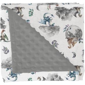 Fairytale Dragons Baby Blankets for Girl Boy Cute Dragon Moon Stars Cloud Trees Eggs Soft Mink with Dotted Backing Double Layer Swaddle Blanket Fantasy Animal Bed Throw for Newborn Toddler Crib 30x40 in Kuwait
