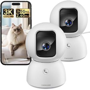 كاميرا 3K للحيوانات الأليفة، كاميرا داخلية 5G WiFi مع تكبير 4x، كاميرا للحيوانات الأليفة/الكلاب/الأطفال مع تطبيق الهاتف، اكتشاف الإنسان/الحيوانات الأليفة/الوجه، تتبع الذكاء الاصطناعي بزاوية 360 درجة، رؤية ليلية، توصيل، صوت ثنائي الاتجاه، وضع الخصوصية in Kuwait
