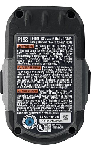 Ryobi P164: عبوتان من بطاريات ليثيوم أيون P193 6.0 أمبير ساعة 18 فولت مع مقياس الوقود على متن الطائرة in Kuwait