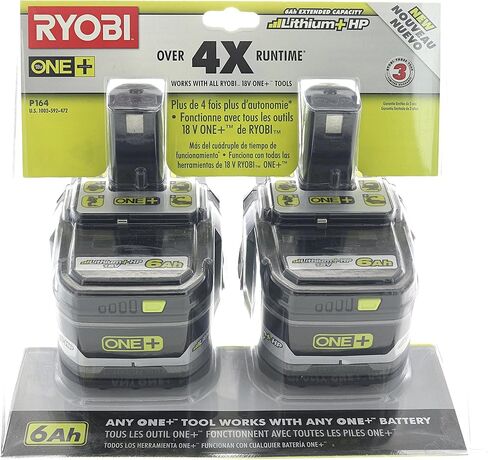 Ryobi P164: عبوتان من بطاريات ليثيوم أيون P193 6.0 أمبير ساعة 18 فولت مع مقياس الوقود على متن الطائرة in Kuwait