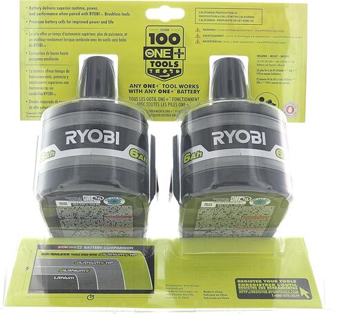 Ryobi P164: عبوتان من بطاريات ليثيوم أيون P193 6.0 أمبير ساعة 18 فولت مع مقياس الوقود على متن الطائرة in Kuwait