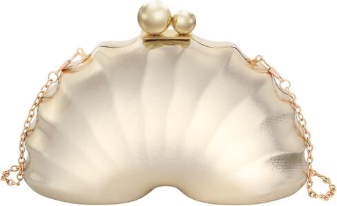 Gold Clutch Evening Bag for Women – Gracefully Satin Pleated Purse with Shell Clasp, Chic Wedding Clutch, Formal Party Handbag & Bridesmaid Gift in Kuwait