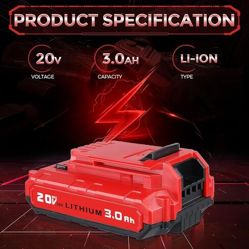 2Pack 3.0Ah Lithium-ion Replacement for Porter Cable 20V Battery Compatible with Porter Cable Battery 20V Lithium Battery PCC680L PCC682L PCC685L PCC685LP in Saudi Arabia
