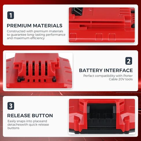 2Pack 3.0Ah Lithium-ion Replacement for Porter Cable 20V Battery Compatible with Porter Cable Battery 20V Lithium Battery PCC680L PCC682L PCC685L PCC685LP in Saudi Arabia